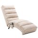 Unbranded Beige Modern Casual Linen Massage Recliner Chaise Lounge With 8-Vibrating Massage Points
