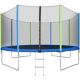 Unbranded Green and Blue 12 ft. Trampoline with Safety Enclosure Net, Ladder and 8 Wind Stakes