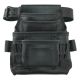 Graintex 10-Pocket Black Rugged Top Grain Leather Tool Pouch with 2 in. Belt