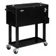 VINGLI 80 qt. Rolling Cart on Wheels, Patio Cooler for Party, Ice Chest with Shelf, Bottle Opener, Water Pipe in Black