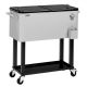 VINGLI 80 qt. Rolling Ice Chest, Portable Patio Party Bar Drink Cooler Cart, with Shelf, Bottle Opener in Grey
