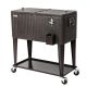 VINGLI 80 qt. Rolling Cart on Wheels, Patio Cooler for Party, Ice Chest with Shelf, Bottle Opener, Water Pipe in Brown