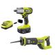 RYOBI ONE+ 18V Cordless 2-Tool Combo Kit with 1/2 in. Impact Wrench, Reciprocating Saw, 4.0 Ah Battery, and Charger