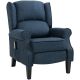 HOMCOM Wingback Blue Heated Vibrating Massage Chair, Accent Sofa Vintage Upholstered Massage Recliner Chair Push-Back