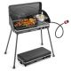 Costway 2-in-1 Portable Propane Grill 2 Burner Camping Gas Stove with Removable Leg Black