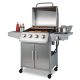 Costway Portable Propane Grill in Stainless Steel with Gas BBQ, Side Burner, Thermometer, Prep Table 50000 BTU (5-Burner)