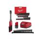 Milwaukee M12 12V FUEL 1/4 in.-3/8 in. Lithium-Ion INSIDER Extended Reach Box Cordless Ratchet Kit w/6 Pt Impact Socket Set