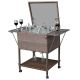 Alpulon 108 Qt. Outdoor Rattan Patio Rolling Cooler Cart Trolley in Black/Brown