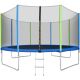maocao hoom 14 ft. Outdoor Round Large Trampoline with Safety Enclosure Net, Ladder and 8 Wind Stakesr in Blue