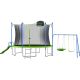 Sudzendf 12 ft. Blue and Green Trampoline with Enclosures and Ladder & Swing & Slide