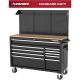 Husky Modular Tool Storage 52 in. W Standard Duty Black Mobile Workbench Cabinet with Pegboard