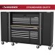 Husky Modular Tool Storage 92 in. W Standard Duty Black Mobile Workbench with 52 in. Top Tool Chest and (2) 20 in Side Lockers