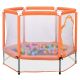 Sudzendf 55 in. Orange Toddlers Indoor Outdoor Mini Trampoline with Safety Enclosure Net and Balls