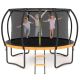 Zeus & Ruta 12 ft. Outdoor Kids Big Trampoline with Inner Safety Enclosure Net, Ladder, PVC Spring Cover Padding in Black and Orange