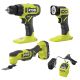 RYOBI ONE+ 18V Cordless 3-Tool Combo Kit with drill/driver, multi-tool, LED Light, 2.0 Ah Battery and Charger
