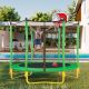 SUNRINX 5.5 ft. Green Round Mini Toddler Trampoline with Safety Enclosure and Basketball Hoop