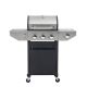 Tidoin 3-Burner Stainless Steel Portable Propane Gas Grill Barbecue Grill in Black with Side Burner and Thermometer