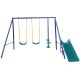 YOFE 4-in-1 Heavy-Duty Metal Outdoor Playground Equipment Kids Swing Sets with 2 Swings, 1 Glider and 1 Slide
