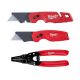 Milwaukee FASTBACK Folding Utility Knife and Compact Folding Utility Knife with 10-24 AWG Compact Wire Stripper/Cutter (3-Piece)