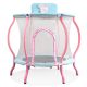 Unbranded 4 ft. Baby Blue and PinkTrampoline Indoor Mini Toddler Trampoline with Enclosure, Basketball Hoop and Ball