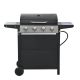 Zeus & Ruta 4-Burner Portable Propane Tabletop Barbecue Grill Stainless Steel Gas Grill in Black for Camping