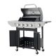 Anvil 4-Burner Portable Propane Gas Grill in Silver, Stainless Steel Barbecue Grill with Side Burner, Thermometer and Wheels