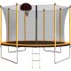 Tenleaf 10 ft. Outdoor Round OrangeTrampoline with Basketball Hoop