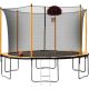 Tenleaf 12 ft. Outdoor Round Orange Trampoline with Basketball Hoop, Hoop, Net, Rubber Ball, Inflator and Ladder