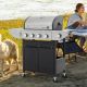 Unbranded 4-Burner Portable Propane Gas Grill Barbecue Grill in Stainless Steel with Side Burner, Thermometer and Wheels for BBQ