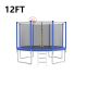 Unbranded 12 ft. Outdoor Trampoline with Basketball Hoop & Ball, Enclosure Net, Ladder for Kids & Adults for Back Yard, Blue