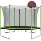 Unbranded 10 ft. Outdoor Recreational Trampoline with Basketball Hoop Enclosure Net Ladder for Kids Adults for Garden, Green