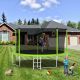 Unbranded 14 ft. Trampoline with Basketball Hoop Outdoor Trampolines with Ladder and Safety Enclosure Net for Kids & Adults Green