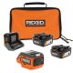 RIDGID 18V (2) 4.0 Ah Batteries and Charger Kit with 18V 175-Watt Power Inverter