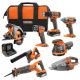 RIDGID 18V Cordless 8-Tool Combo Kit with 2.0 Ah Battery, 4.0 Ah Battery, Charger, and Tool Bag