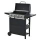 COOLSHARK Outdoor Portable Multi-Function 4-Burner BBQ Propane Gas Grill with Side Burner, Condiment Rack, Stainless Steel Black