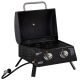 COOLSHARK Outdoor Portable Tabletop 2-Burner Propane Gas Grill with Foldable Legs, Thermometer, for Yard, Stainless Steel Black