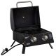 Huluwat 2-Burner Portable Propane Gas Grill in Black with Foldable Legs, Lid, Thermometer