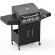 Karl home 4-Burner Portable Propane Gas Grill in Black with Side Table