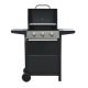 BTMWAY Large 25,650 BTU 3-Burner Outdoor BBQ Portable Propane Gas Grill in Black with Top Cover Lid and 2 Wheel Casters
