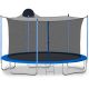 Huluwat 12 ft. Trampoline with Ladder, Safety Net and Basketball Hoop, Blue