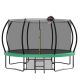 Clihome 12ft Outdoor Trampoline Sports Fitness Recreational Trampolines with Basketball Hoop and Ball, Pump in Green
