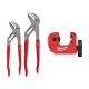 Milwaukee 10 in. and 12 in. Smooth Jaw Pliers Set with 1/2 in. Mini Copper Tubing Cutter (3-Piece)