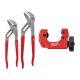 Milwaukee 10 in. and 12 in. Smooth Jaw Pliers Set with 1 in. Mini Copper Tubing Cutter (3-Peice)