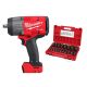 Milwaukee M18 FUEL 18V Lithium-Ion Brushless Cordless 1/2 in. Impact Wrench with Friction Ring & SAE Socket Set (19-Pc)