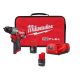 Milwaukee M12 FUEL 12-Volt Li-Ion Brushless Cordless 1/2 in. Hammer Drill Kit w 2.0Ah Battery, High Output 2.5 Ah Battery &Charger