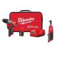 Milwaukee M12 FUEL 12-Volt Li-Ion Brushless Cordless 1/2 in. Hammer Drill Kit w 2.0Ah Battery, Charger& High Speed 3/8 in. Ratchet