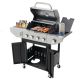 PARASOLAR 4-Burner Propane Gas Grill in Stainless Steel with Side Burner, Condiment Rack and Built-in Thermometer for Outdoor BBQ