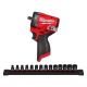 Milwaukee M12 FUEL 12V Li-Ion Brushless Cordless Stubby 3/8 in. Impact Wrench with 3/8 in. Drive Metric Impact Socket Set (14-Pc)