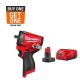 Milwaukee M12 FUEL 12V Li-Ion Brushless Cordless Stubby 3/8 in. Impact Wrench with M12 XC Battery 4.0 Ah and Charger Starter Kit