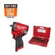 Milwaukee M12 FUEL 12V Li-Ion Brushless Cordless Stubby 3/8 in. Impact Wrench w/SHOCKWAVE 3/8 in. Drive Impact Socket Set (43-Pc)